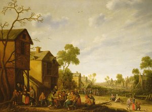 A Village Street Scene, 1600-tallet